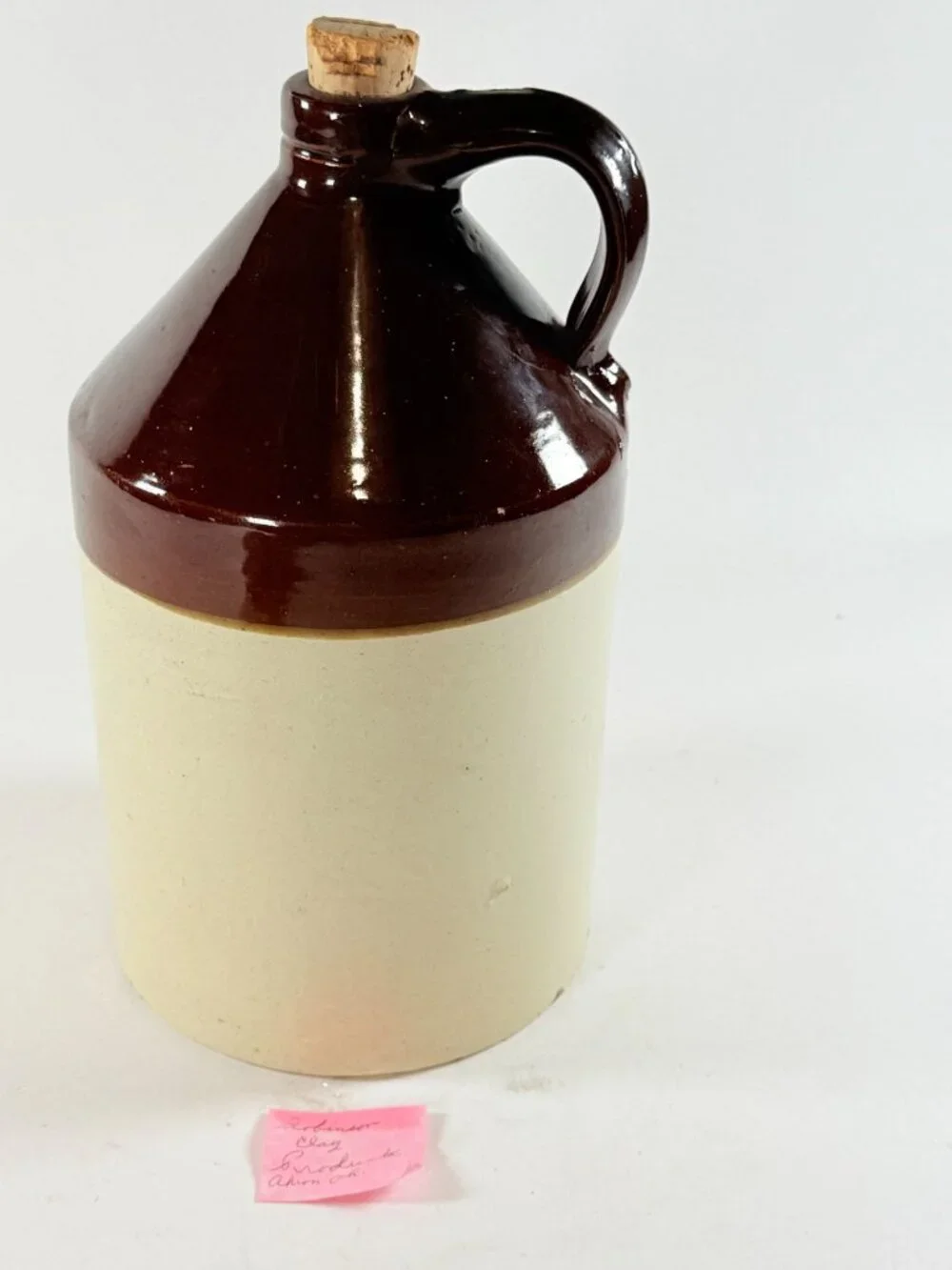 Vintage R.C.P. Co Akron Ohio Stoneware Whiskey Jug Two Tone Brown Crock